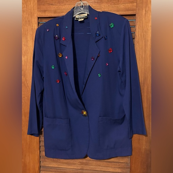 MARNIE WEST Unique Vintage Blazer w Gems Size M - Picture 1 of 3
